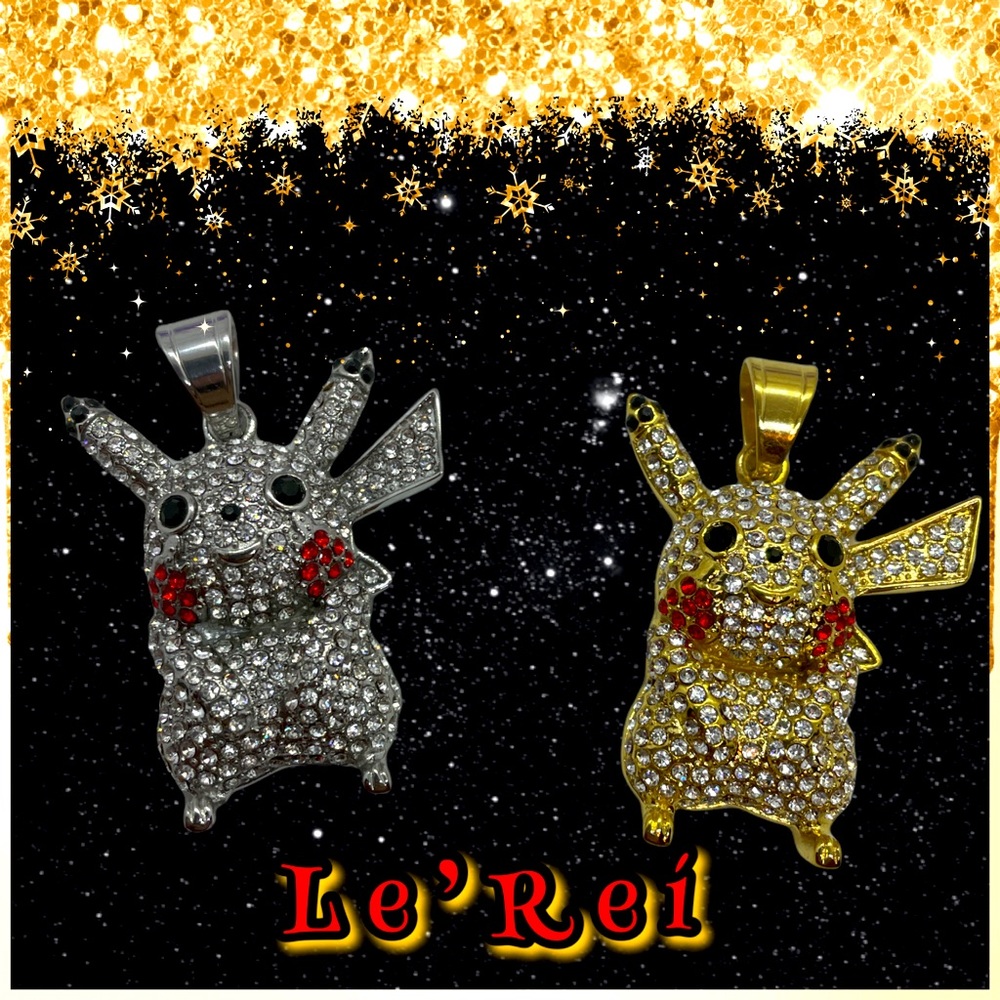 Stainless Steel Pikachu Bling Pendant - Large